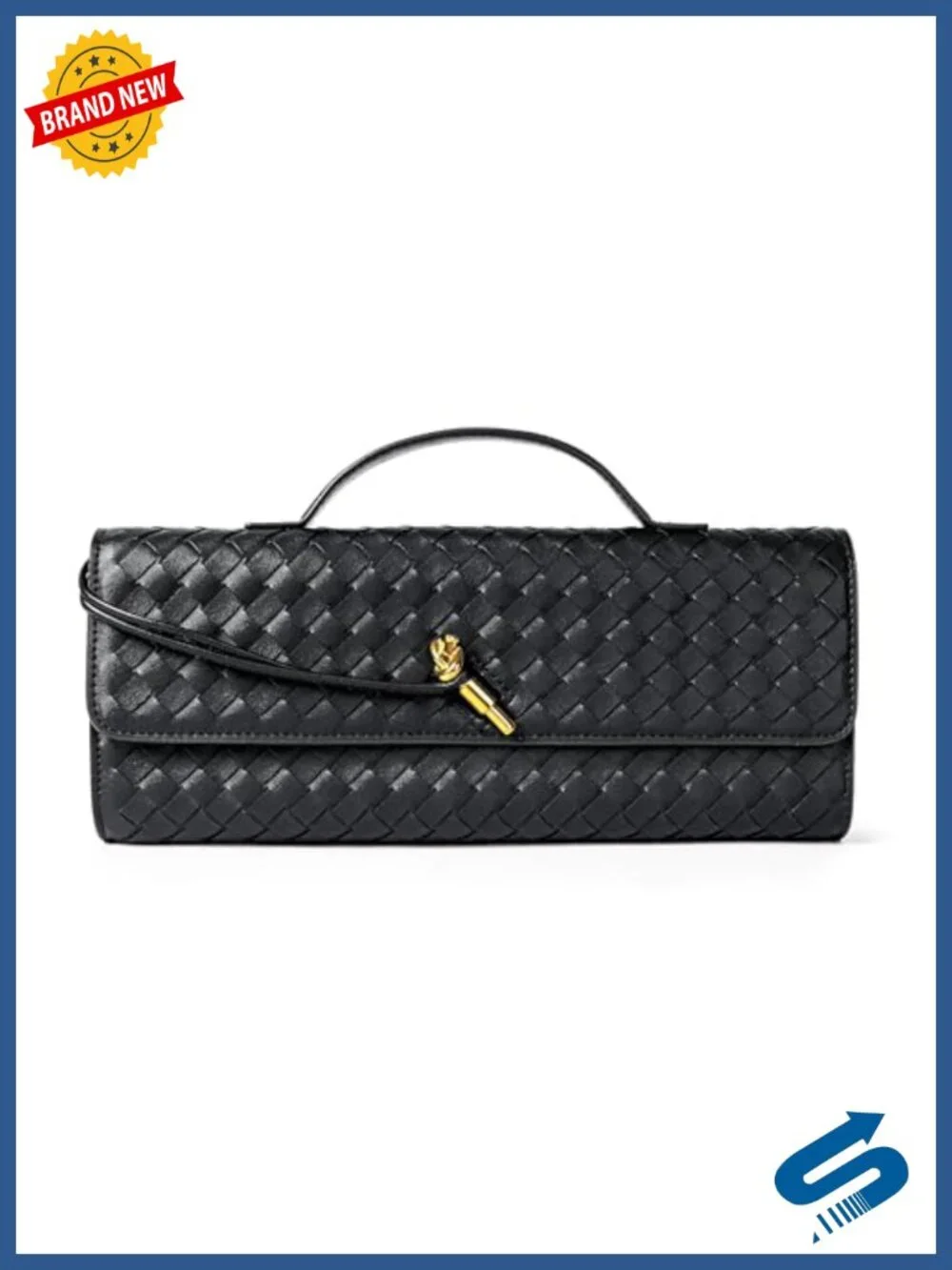 Woven Vegan Leather Evening Clutch Crossbody Purse Wristlet